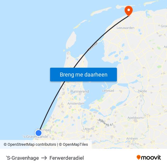 'S-Gravenhage to Ferwerderadiel map