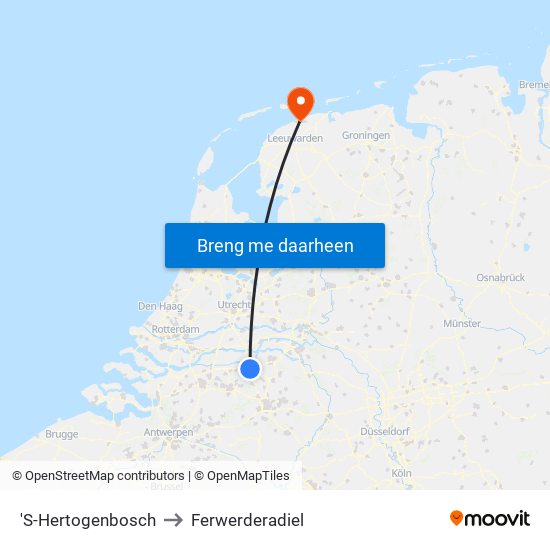 'S-Hertogenbosch to Ferwerderadiel map