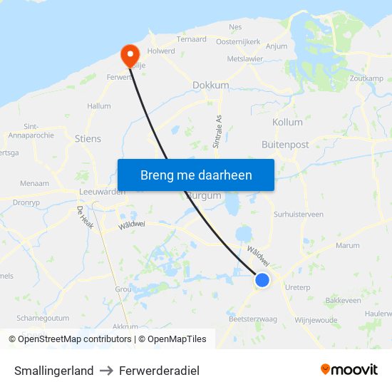 Smallingerland to Ferwerderadiel map