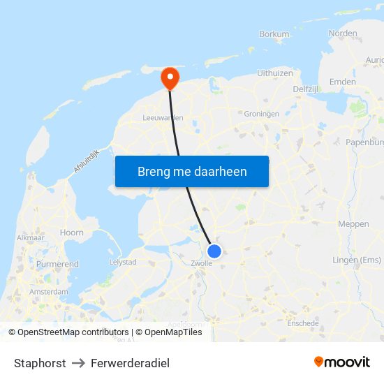 Staphorst to Ferwerderadiel map