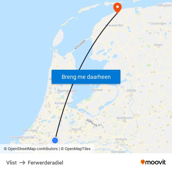 Vlist to Ferwerderadiel map