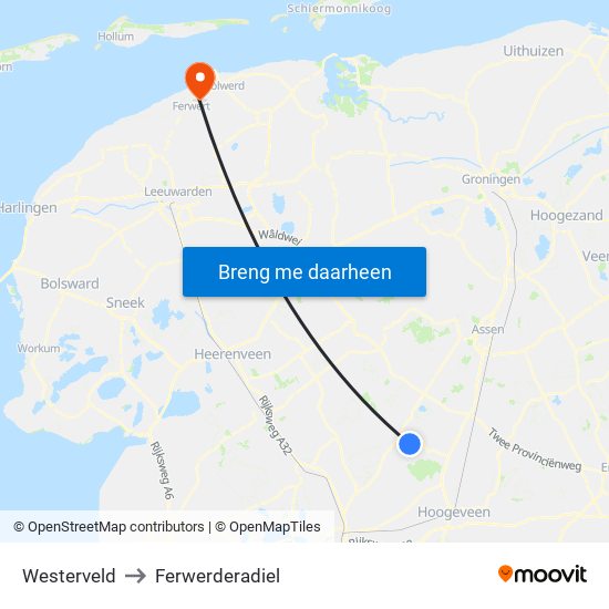 Westerveld to Ferwerderadiel map