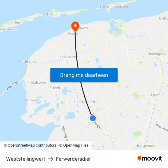 Weststellingwerf to Ferwerderadiel map