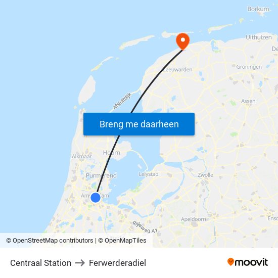 Centraal Station to Ferwerderadiel map