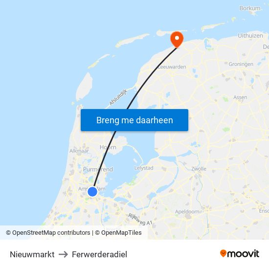 Nieuwmarkt to Ferwerderadiel map