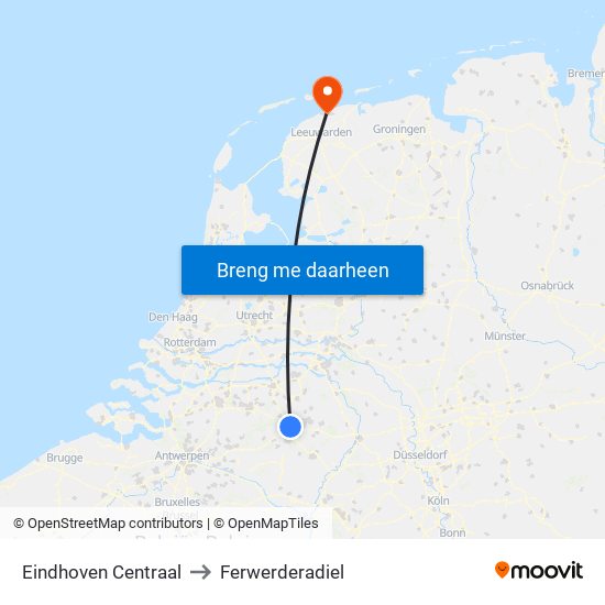 Eindhoven Centraal to Ferwerderadiel map