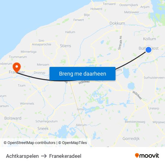 Achtkarspelen to Franekeradeel map