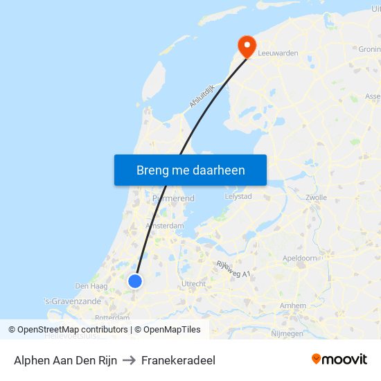 Alphen Aan Den Rijn to Franekeradeel map
