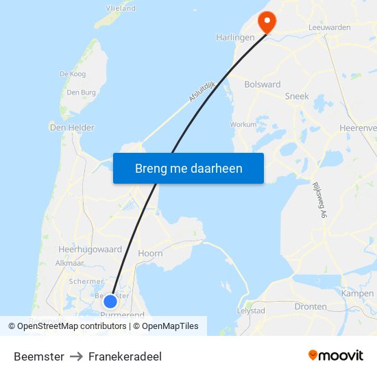 Beemster to Franekeradeel map