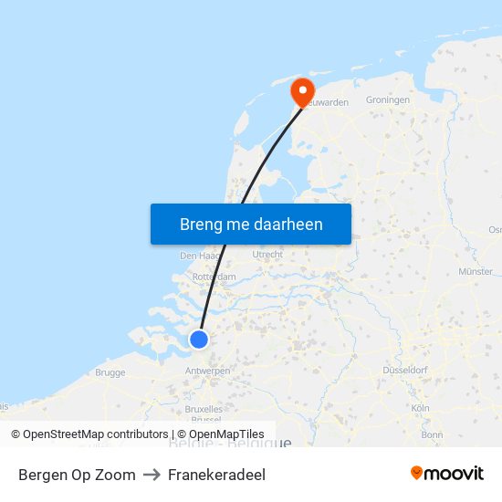 Bergen Op Zoom to Franekeradeel map