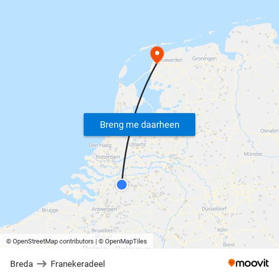 Breda to Franekeradeel map