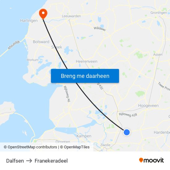 Dalfsen to Franekeradeel map