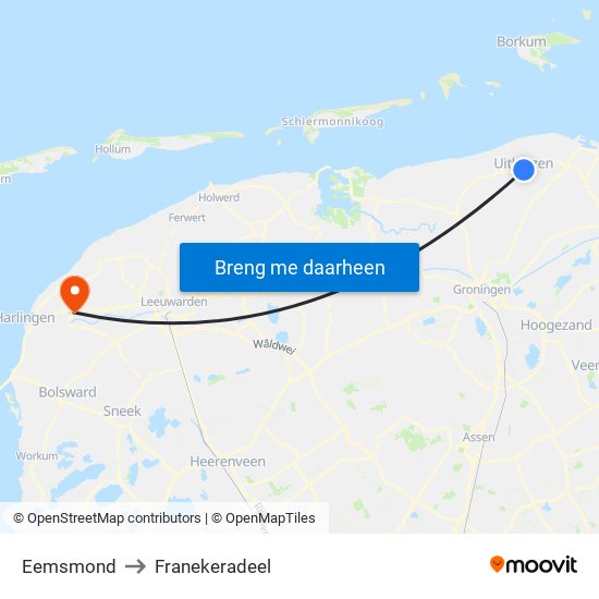 Eemsmond to Franekeradeel map
