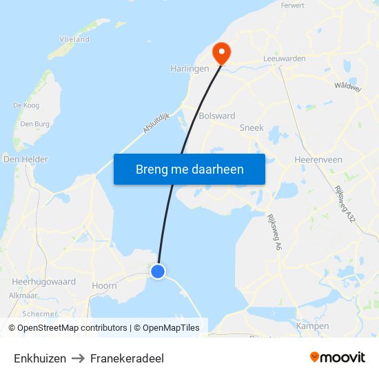 Enkhuizen to Franekeradeel map