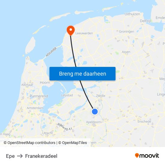 Epe to Franekeradeel map