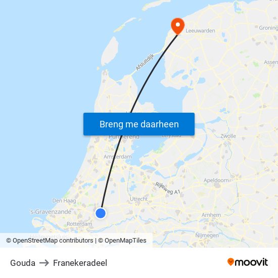 Gouda to Franekeradeel map