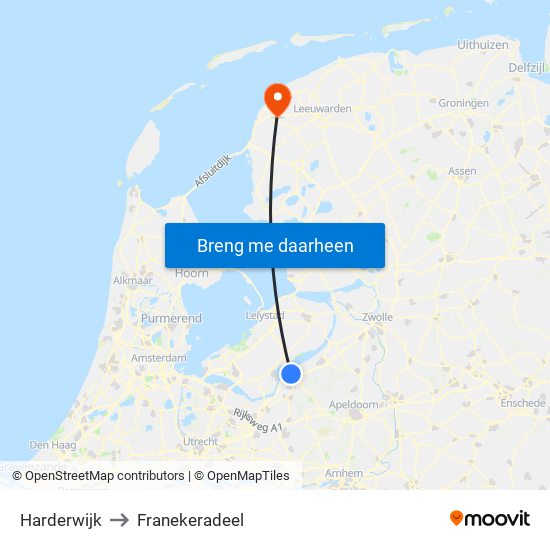 Harderwijk to Franekeradeel map