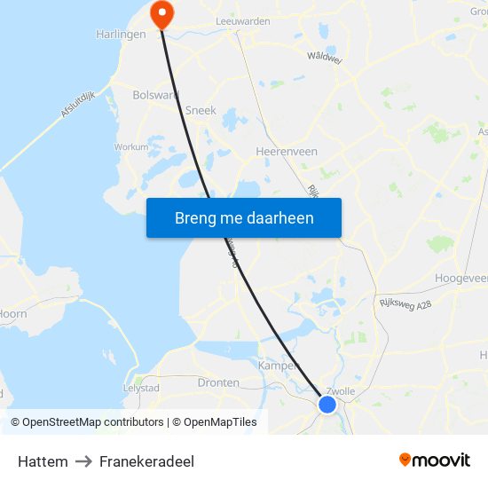 Hattem to Franekeradeel map