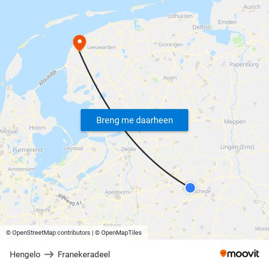 Hengelo to Franekeradeel map