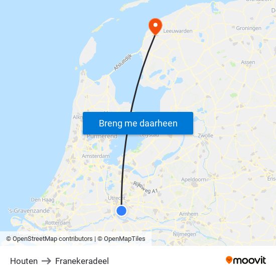 Houten to Franekeradeel map