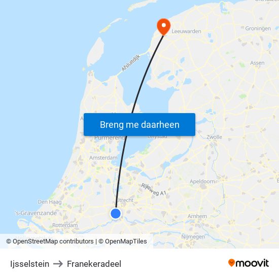 Ijsselstein to Franekeradeel map