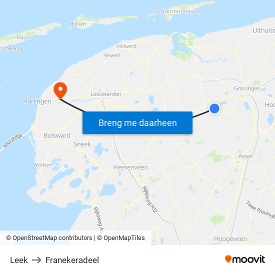 Leek to Franekeradeel map