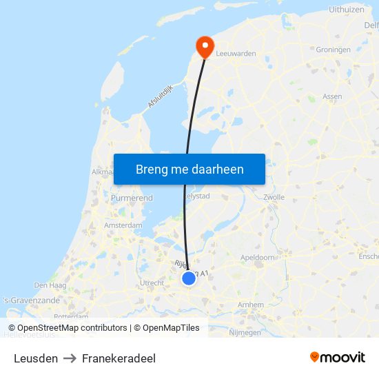 Leusden to Franekeradeel map