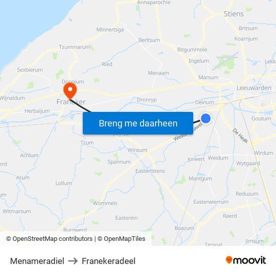 Menameradiel to Franekeradeel map