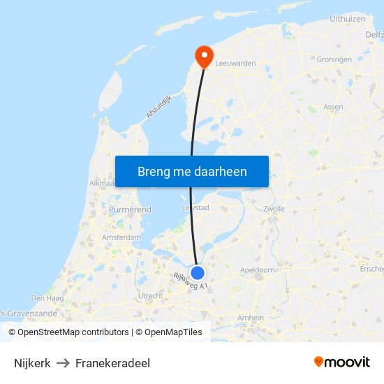 Nijkerk to Franekeradeel map
