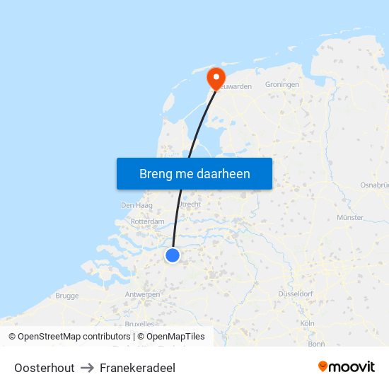 Oosterhout to Franekeradeel map