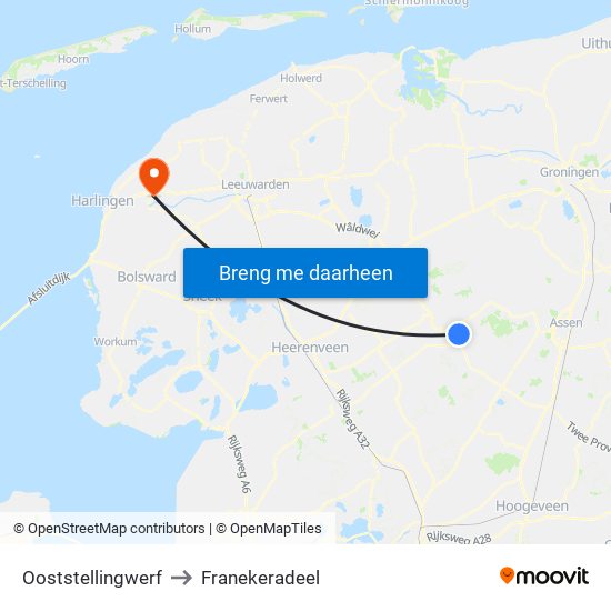 Ooststellingwerf to Franekeradeel map