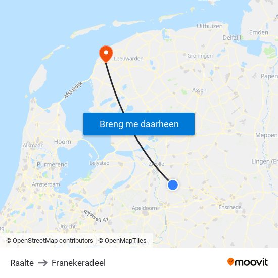 Raalte to Franekeradeel map