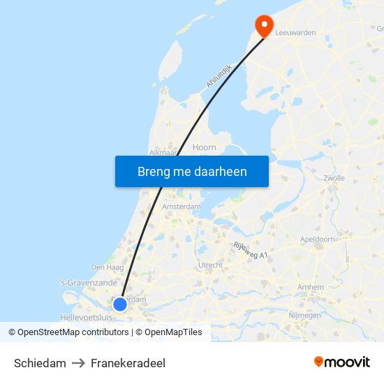 Schiedam to Franekeradeel map