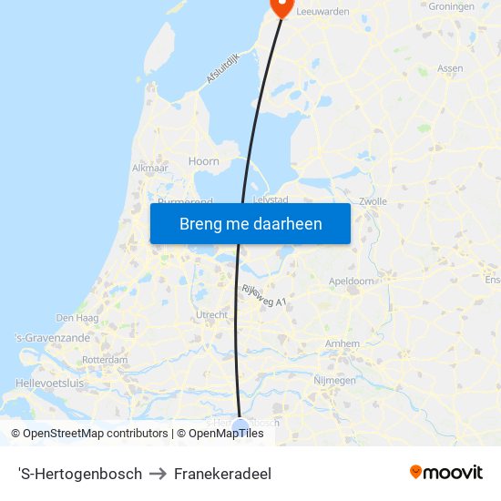 'S-Hertogenbosch to Franekeradeel map