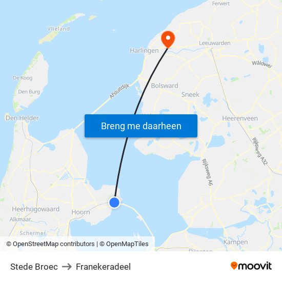 Stede Broec to Franekeradeel map