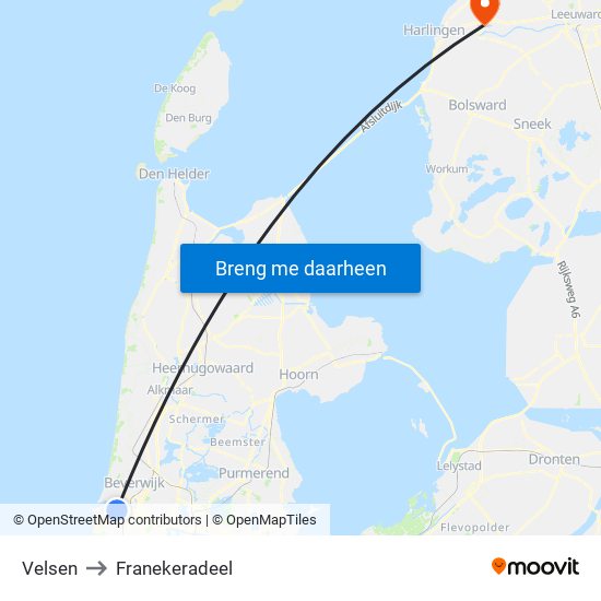 Velsen to Franekeradeel map