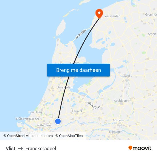 Vlist to Franekeradeel map