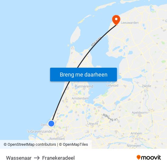 Wassenaar to Franekeradeel map