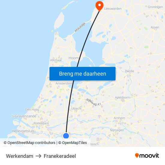 Werkendam to Franekeradeel map