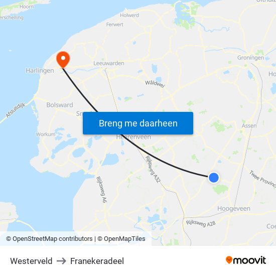 Westerveld to Franekeradeel map