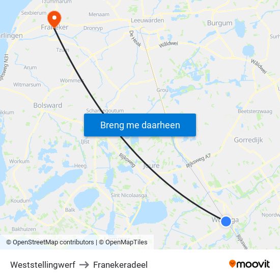 Weststellingwerf to Franekeradeel map