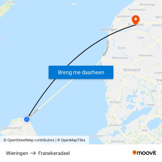 Wieringen to Franekeradeel map