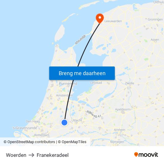 Woerden to Franekeradeel map