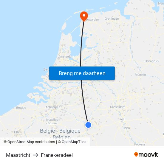 Maastricht to Franekeradeel map