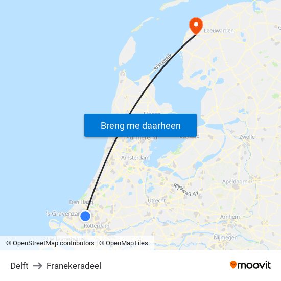 Delft to Franekeradeel map