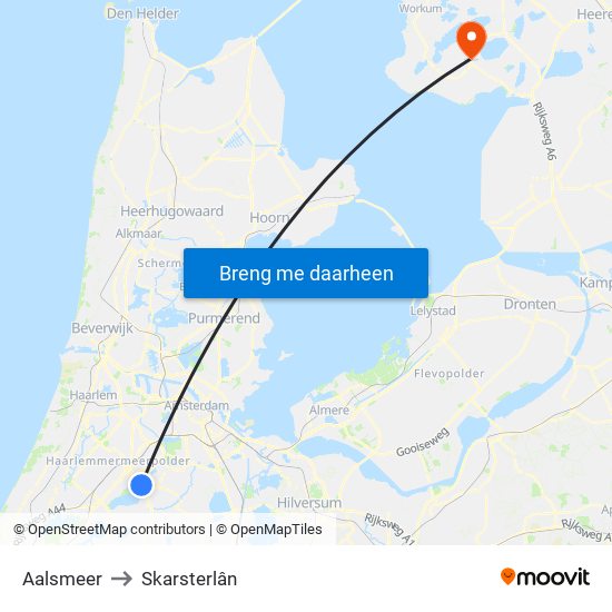 Aalsmeer to Skarsterlân map