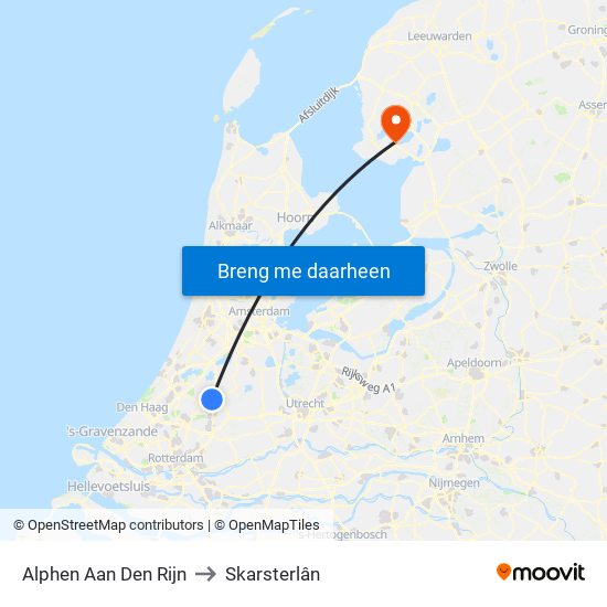 Alphen Aan Den Rijn to Skarsterlân map