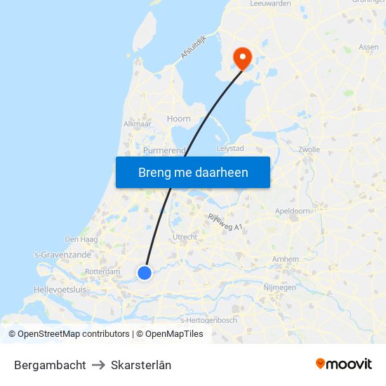 Bergambacht to Skarsterlân map