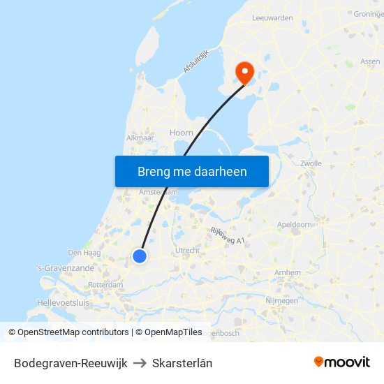 Bodegraven-Reeuwijk to Skarsterlân map