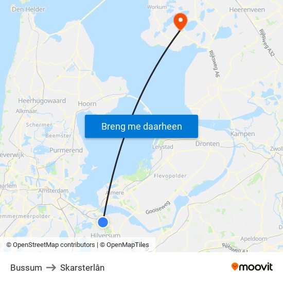 Bussum to Skarsterlân map